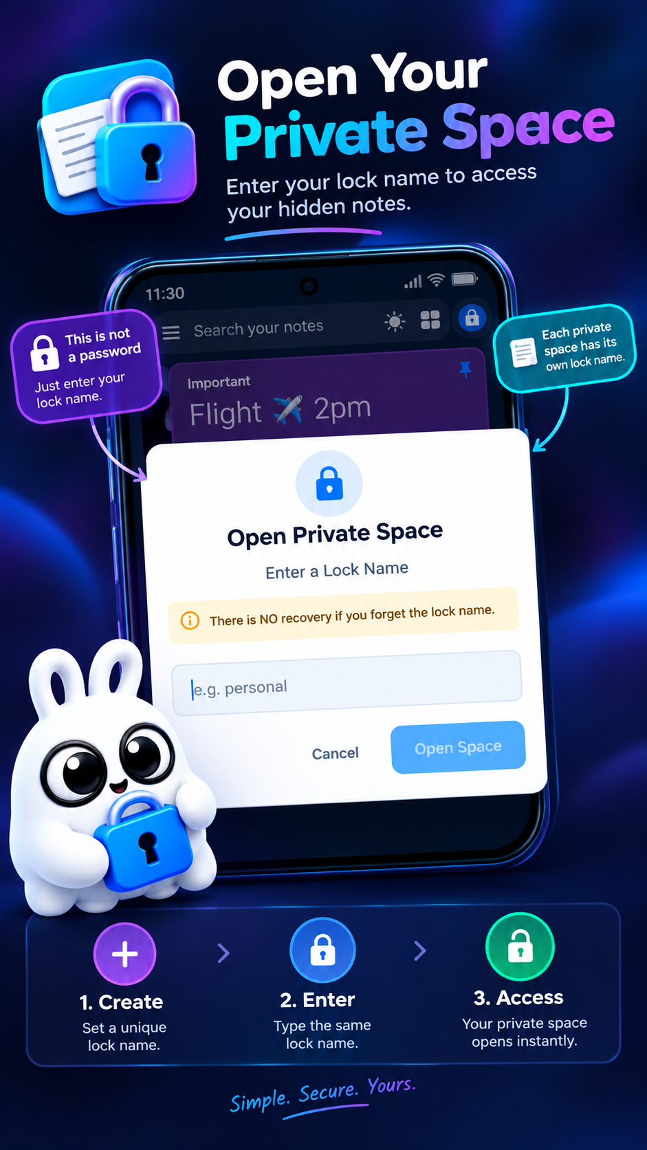 Vault Password & Private Space Lock in ODude Note